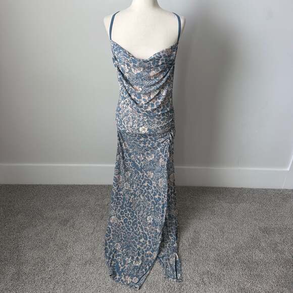 Free People Dresses & Skirts - Free People Concrete Jungle Maxi Slip Dress Stone Blue Combo XL